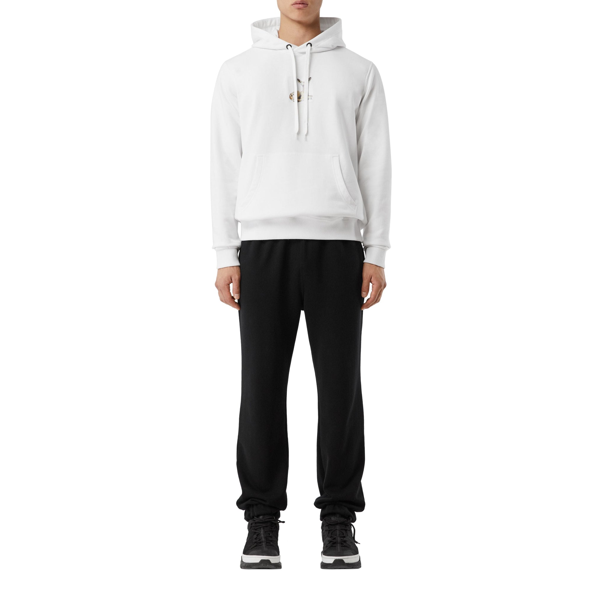 Hoodie en coton à imprimé daim - Blanc
