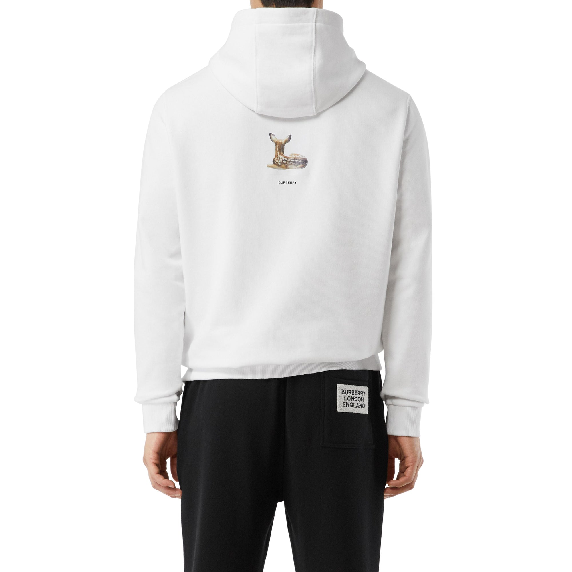 Hoodie en coton à imprimé daim - Blanc