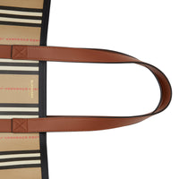 Cabas en toile écologique rayé avec logo - Hâle & beige d'archive