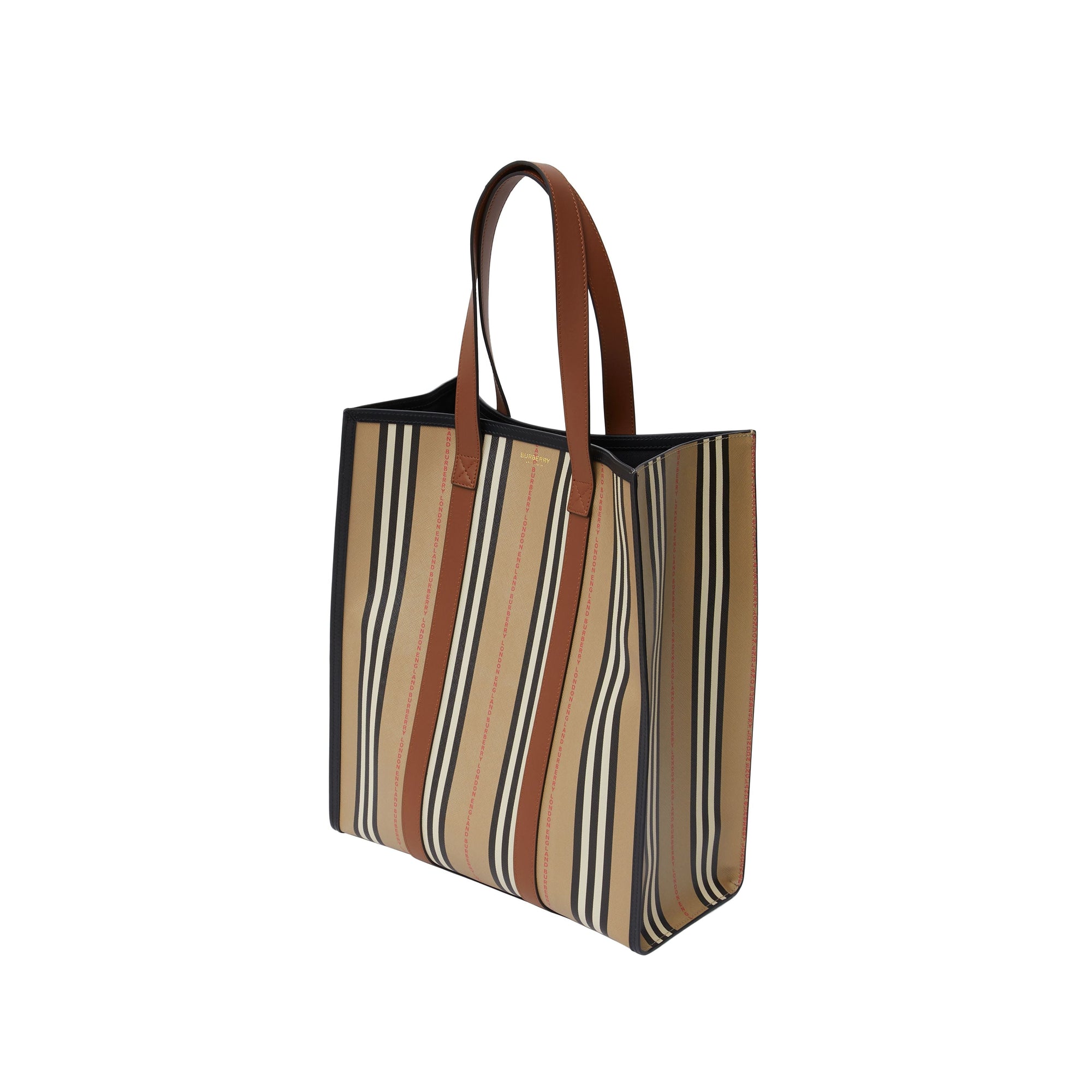 Cabas en toile écologique rayé avec logo - Hâle & beige d'archive