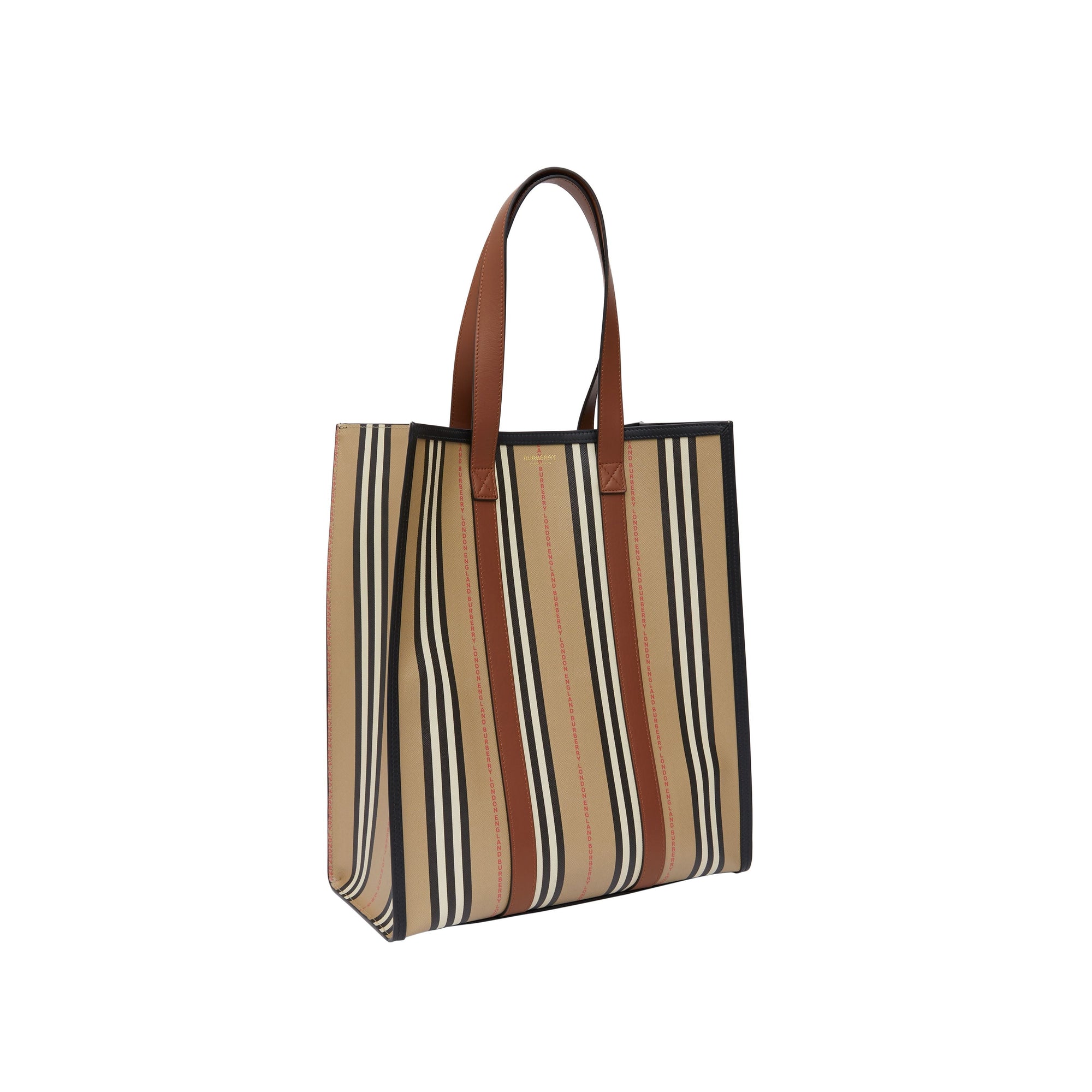 Cabas en toile écologique rayé avec logo - Hâle & beige d'archive