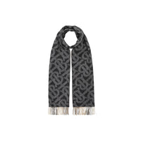 Écharpe réversible en cachemire check et Monogram - Noir & Blanc