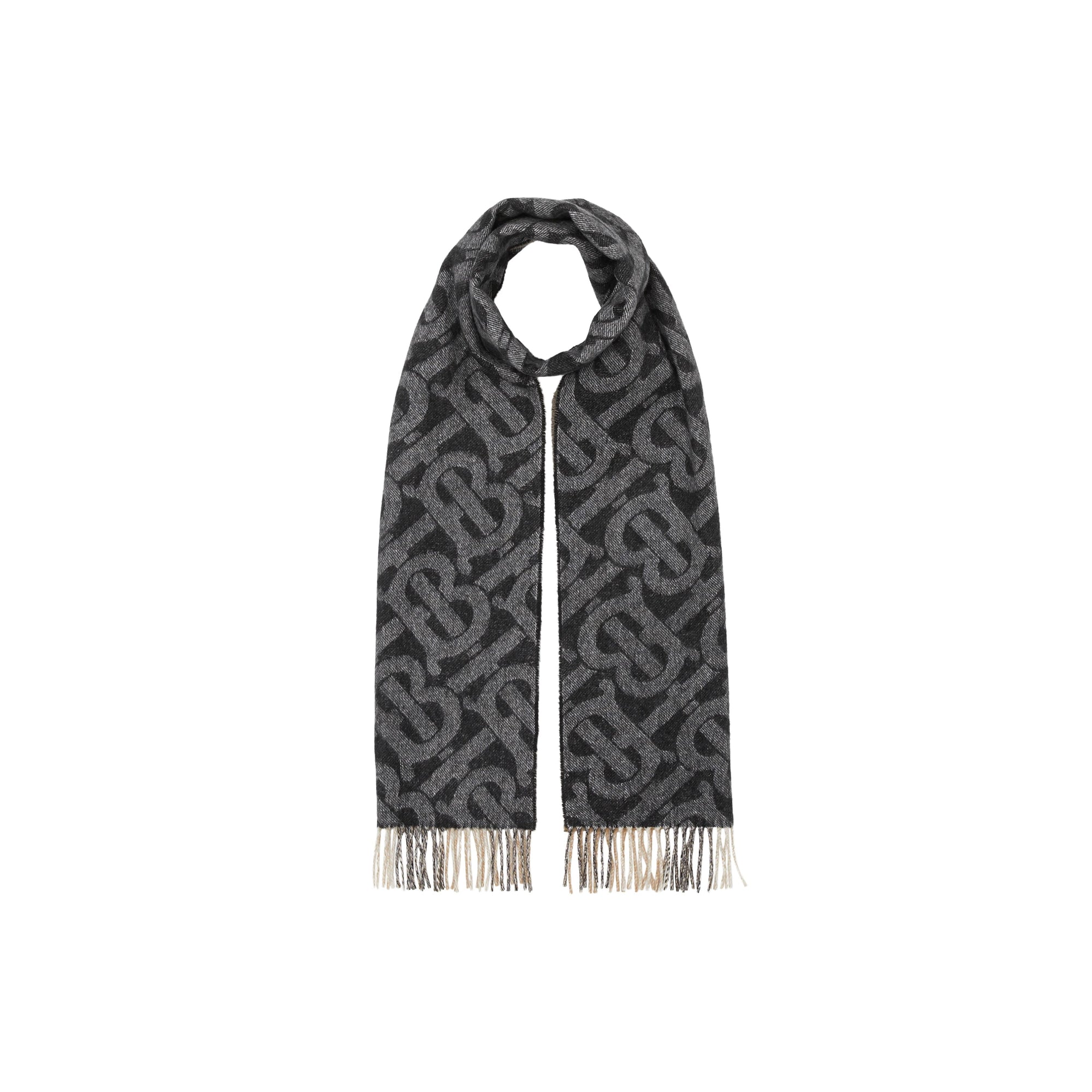 Écharpe réversible en cachemire check et Monogram - Noir & Blanc