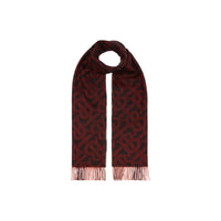 Écharpe réversible en cachemire check et monogram - Rouge vif