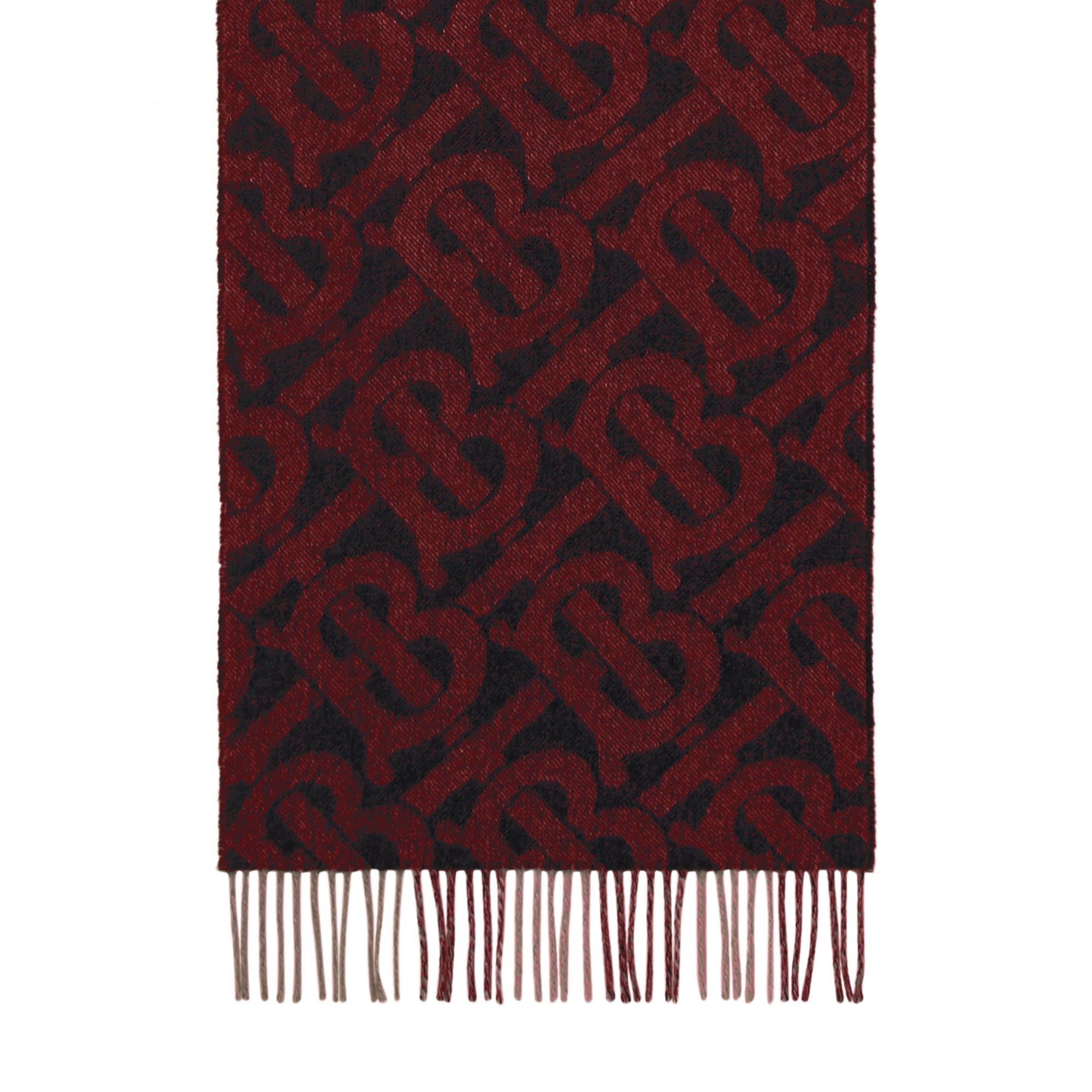 Écharpe réversible en cachemire check et monogram - Rouge vif