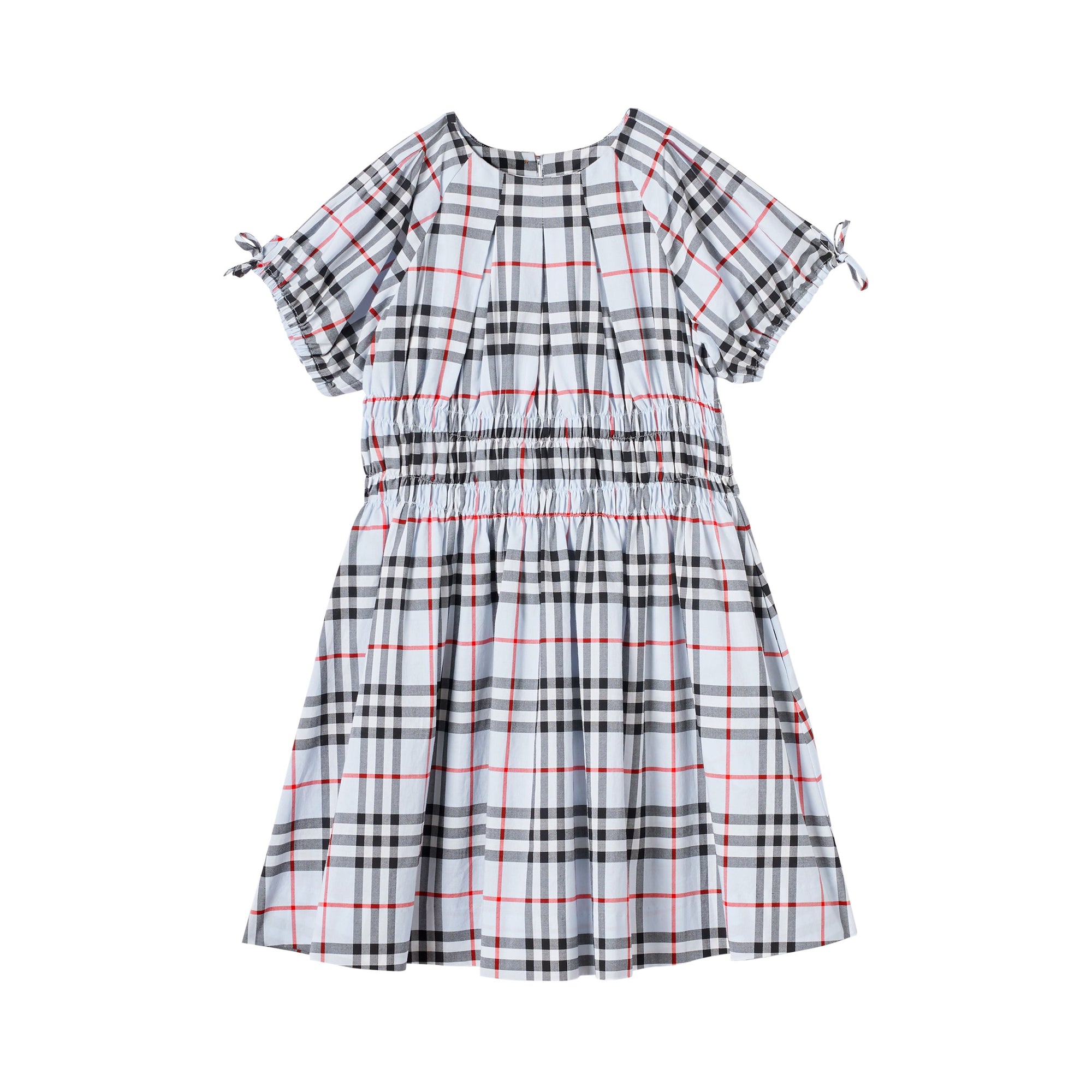 PALE BLUE IP CHECK Robe en coton Vintage check avec panneau ruché