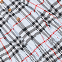 PALE BLUE IP CHECK Robe en coton Vintage check avec panneau ruché