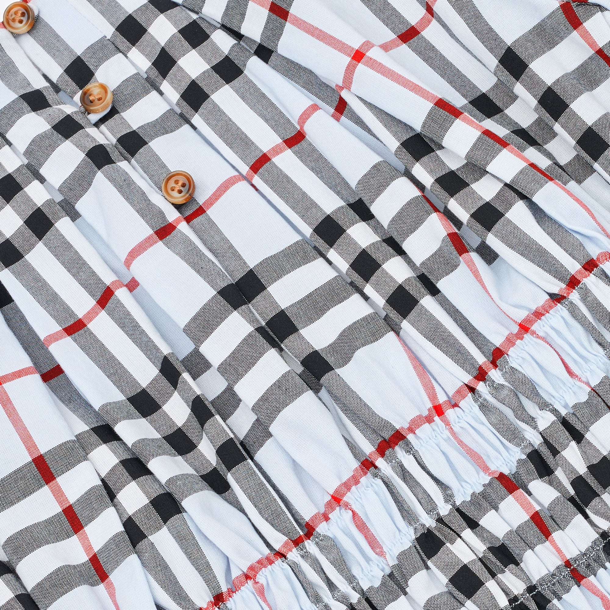 PALE BLUE IP CHECK Robe en coton Vintage check avec panneau ruché