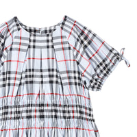 PALE BLUE IP CHECK Robe en coton Vintage check avec panneau ruché