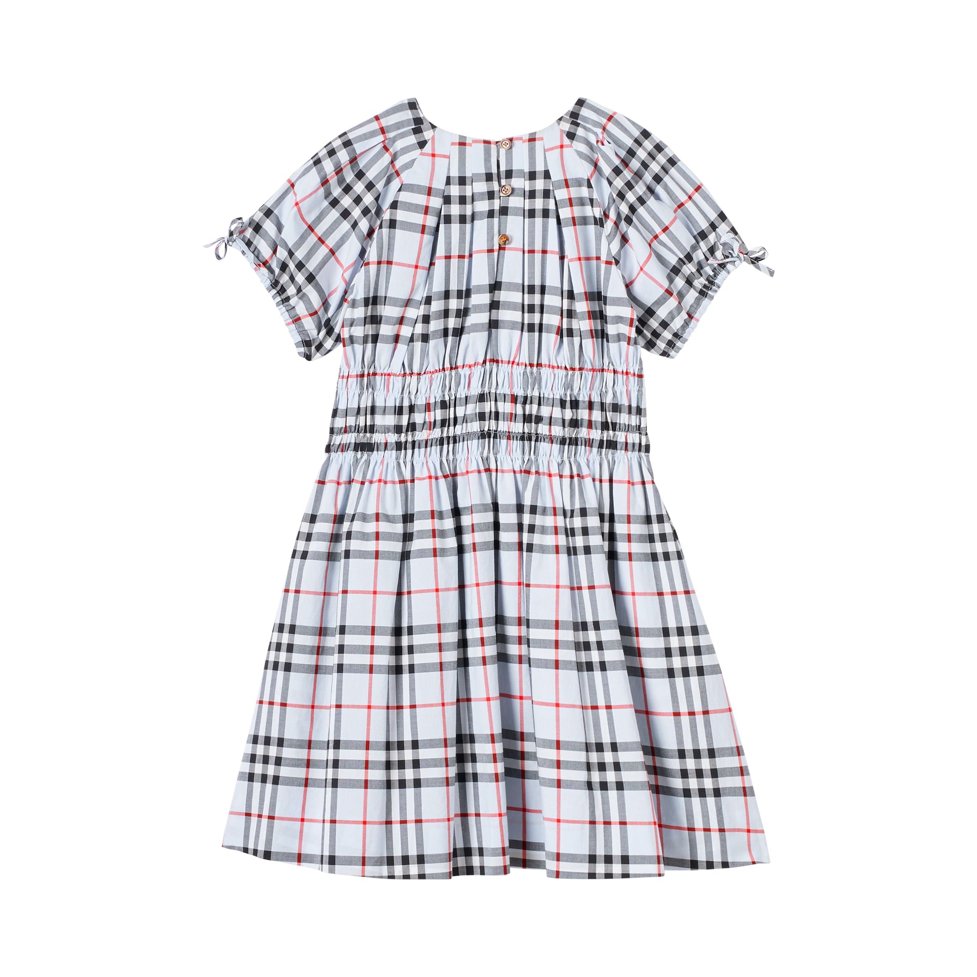 PALE BLUE IP CHECK Robe en coton Vintage check avec panneau ruché