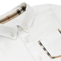 WHITE Chemise Oxford à manches courtes en coton avec Vintage check