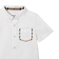 WHITE Chemise Oxford à manches courtes en coton avec Vintage check