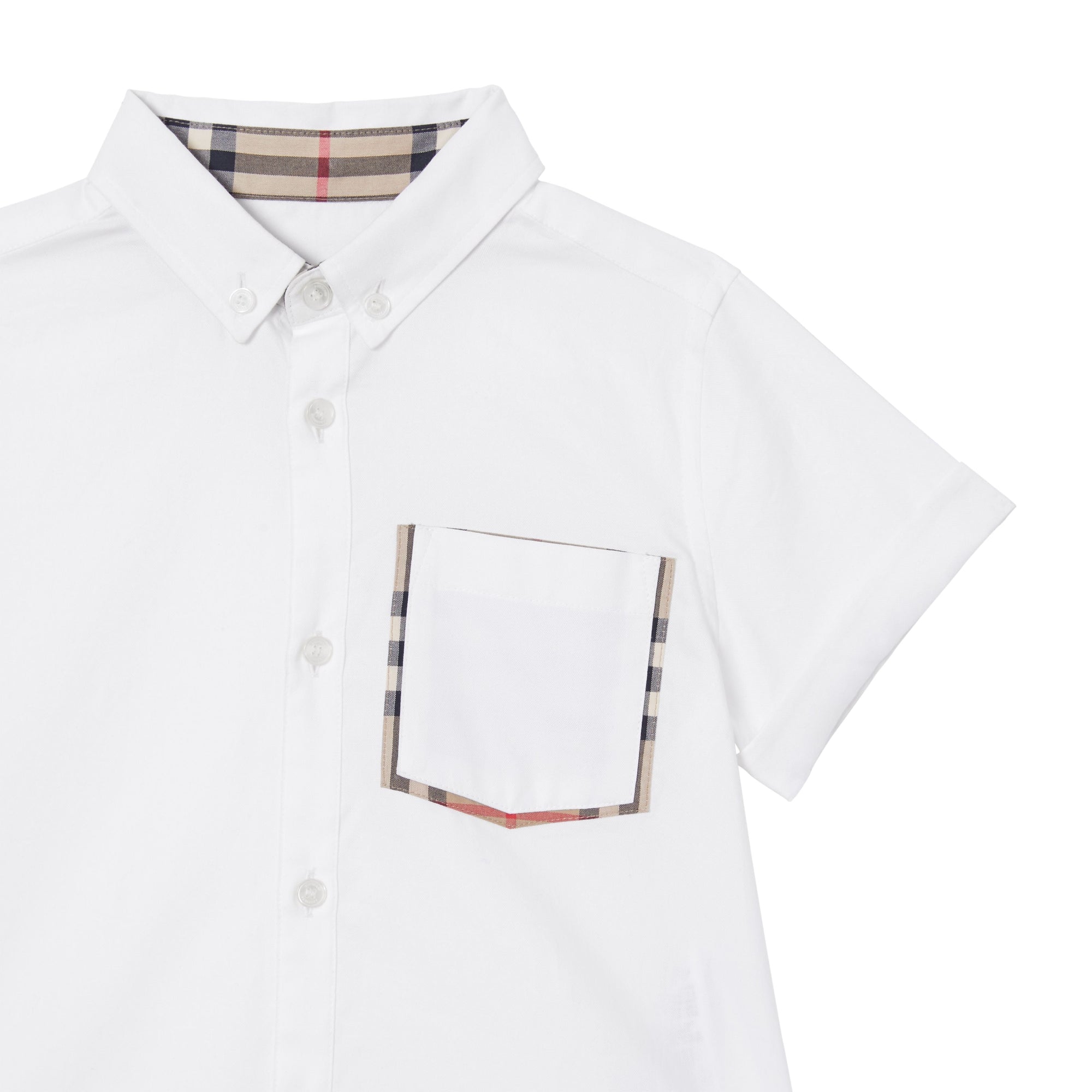 WHITE Chemise Oxford en coton à manches courtes avec Vintage check