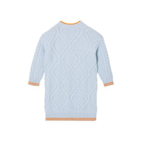 LIGHT BLUE Robe pull en laine et cachemire torsadées à motif licorne