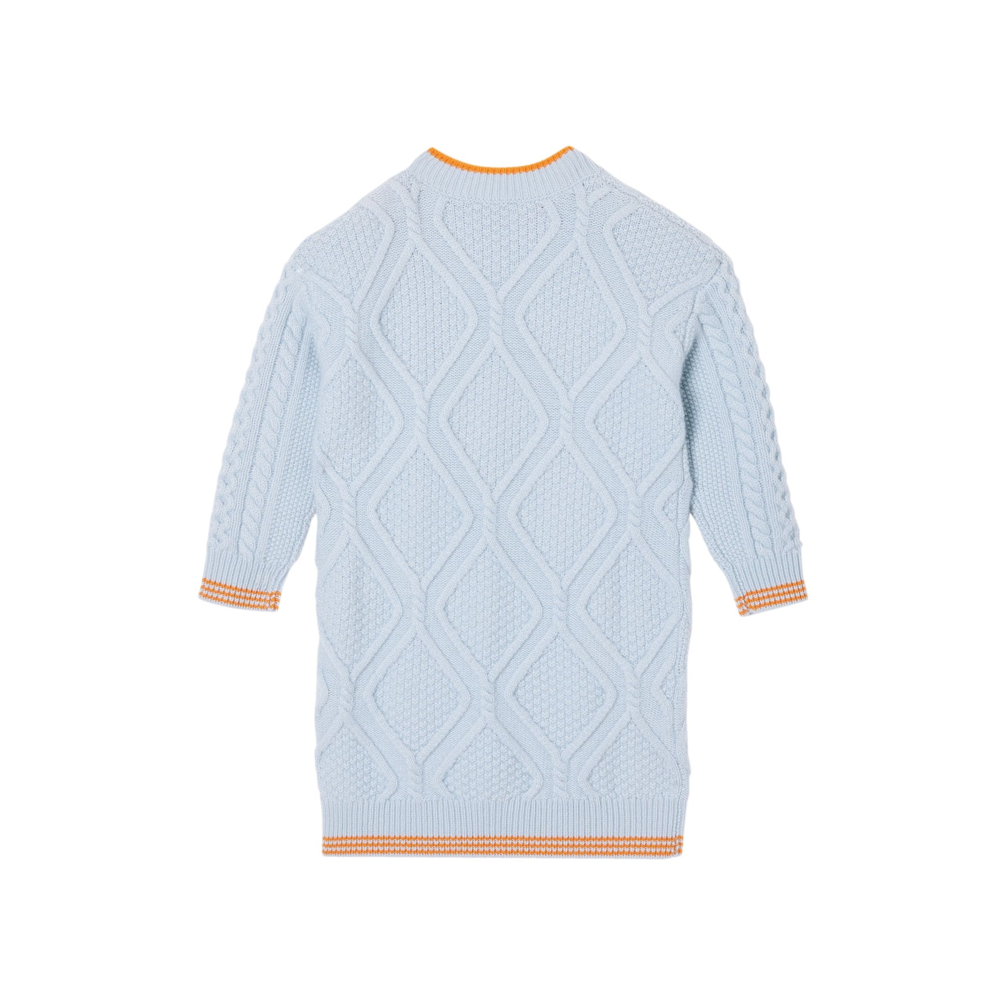 LIGHT BLUE Robe pull en laine et cachemire torsadées à motif licorne