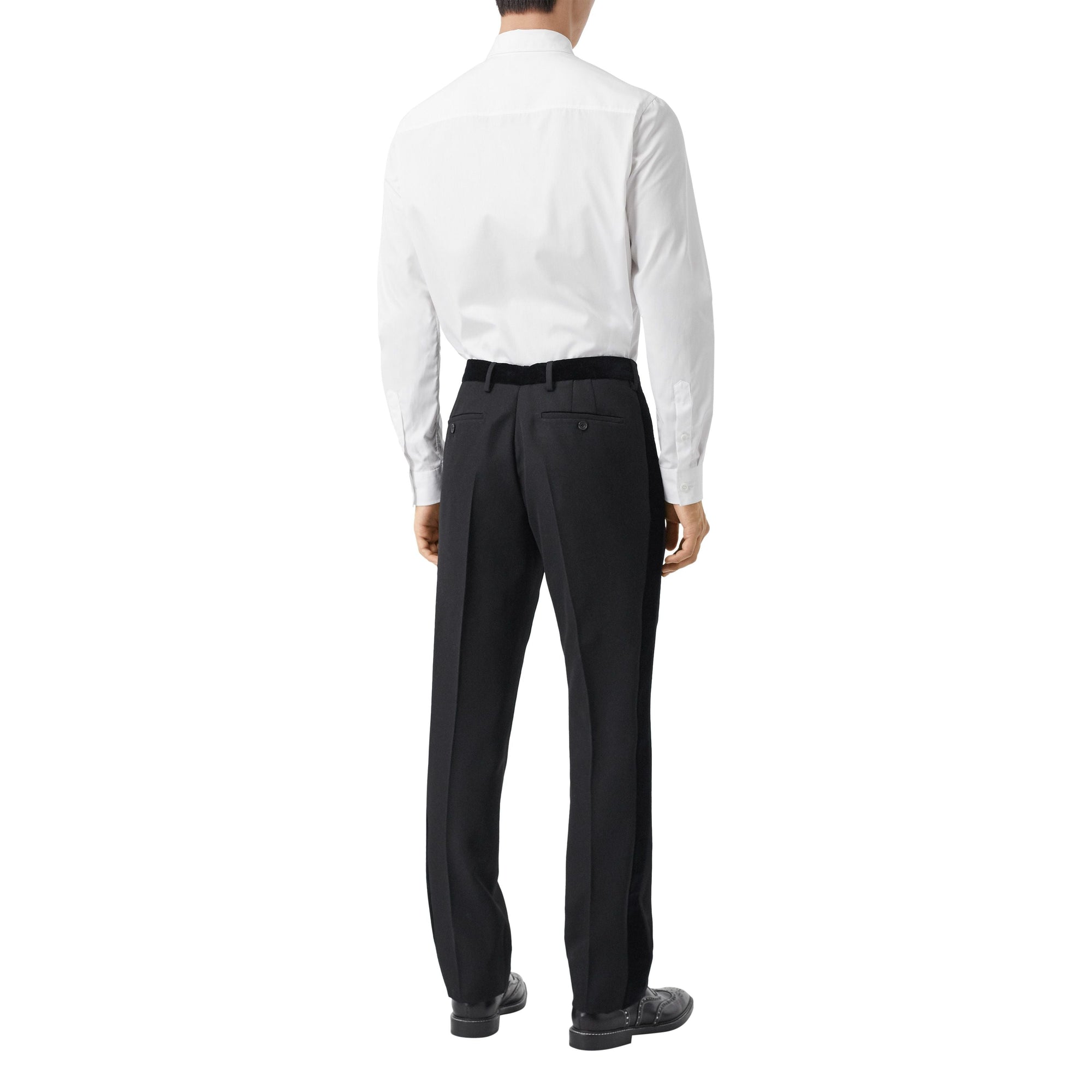 BLACK Pantalon de costume classique en laine avec velours