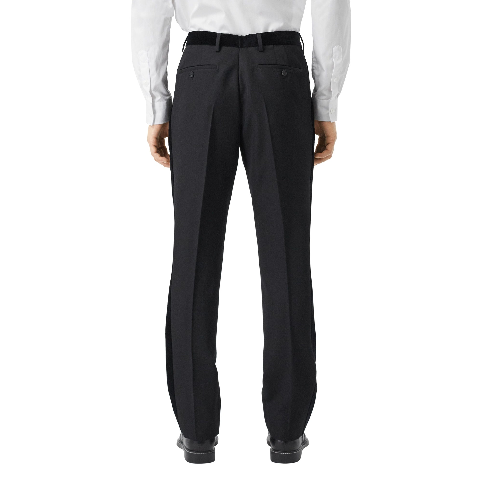 BLACK Pantalon de costume classique en laine avec velours