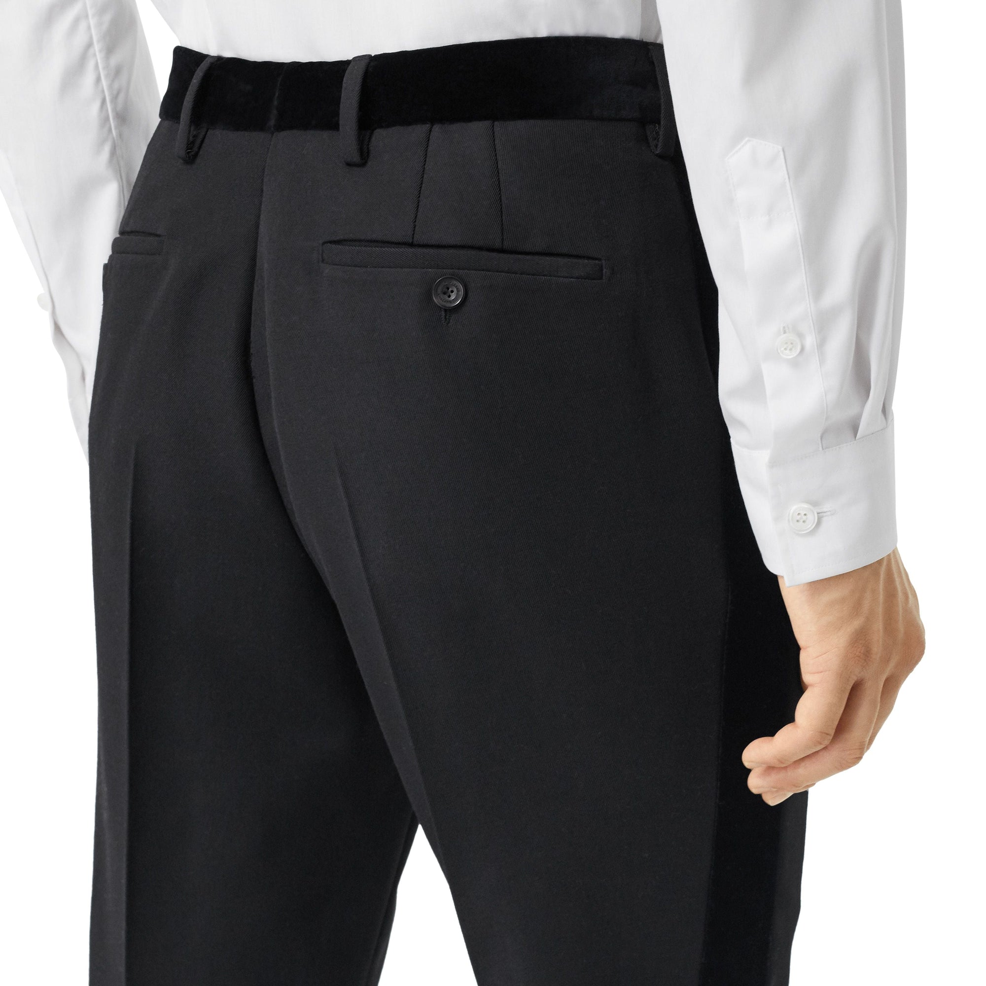 BLACK Pantalon de costume classique en laine avec velours