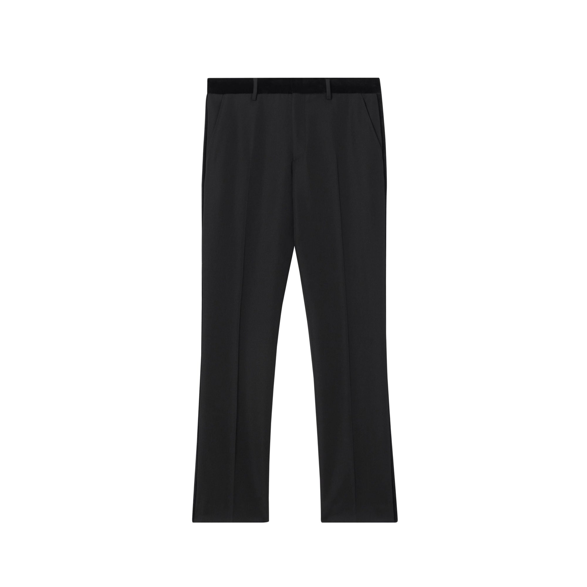 Pantalon de costume classique en laine avec velours - Noir