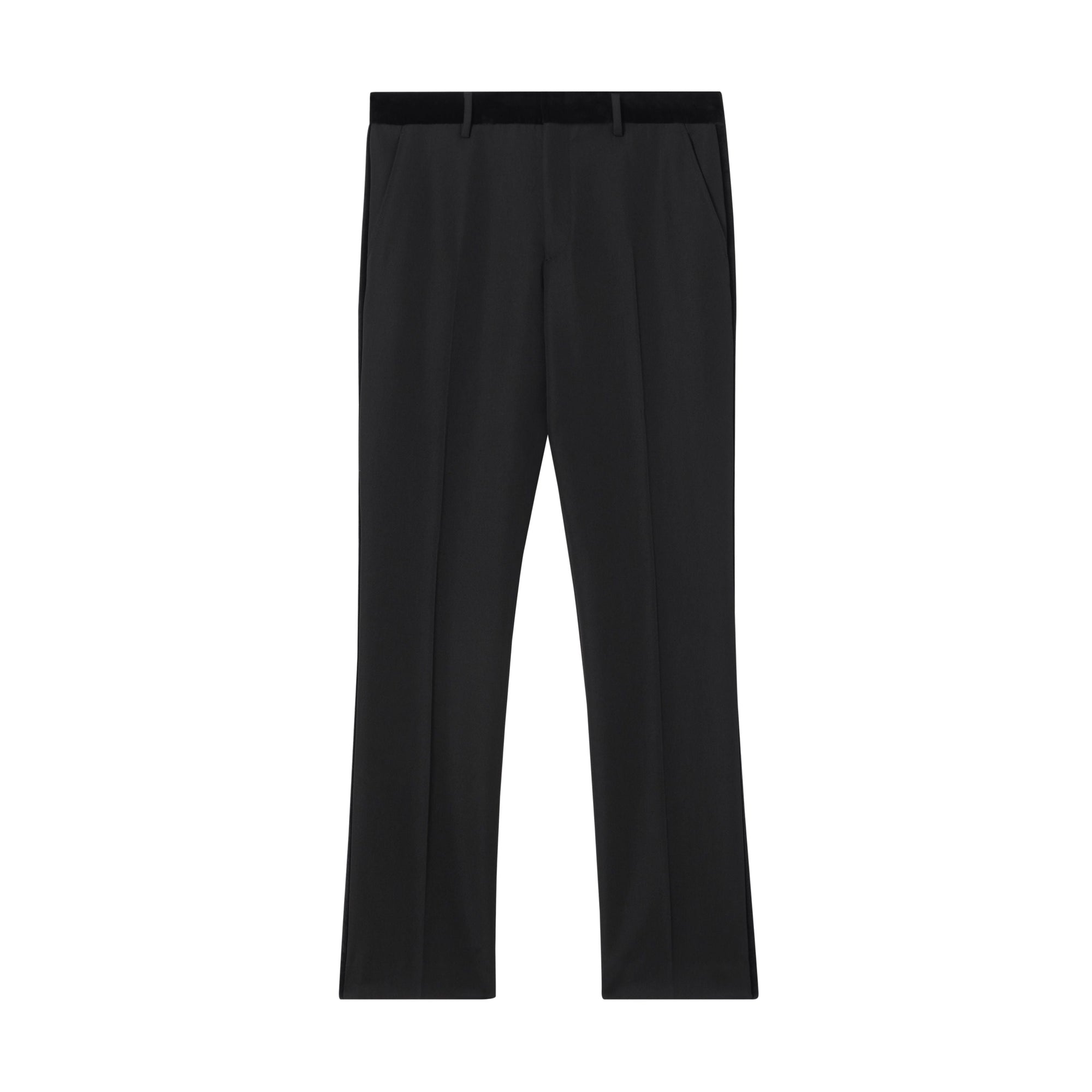 BLACK Pantalon de costume classique en laine avec velours