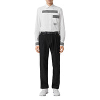 Pantalon plissé en lin mélangé avec zip - Noir