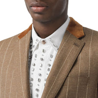 DARK TAN Veste de costume en laine et cachemire avec velours