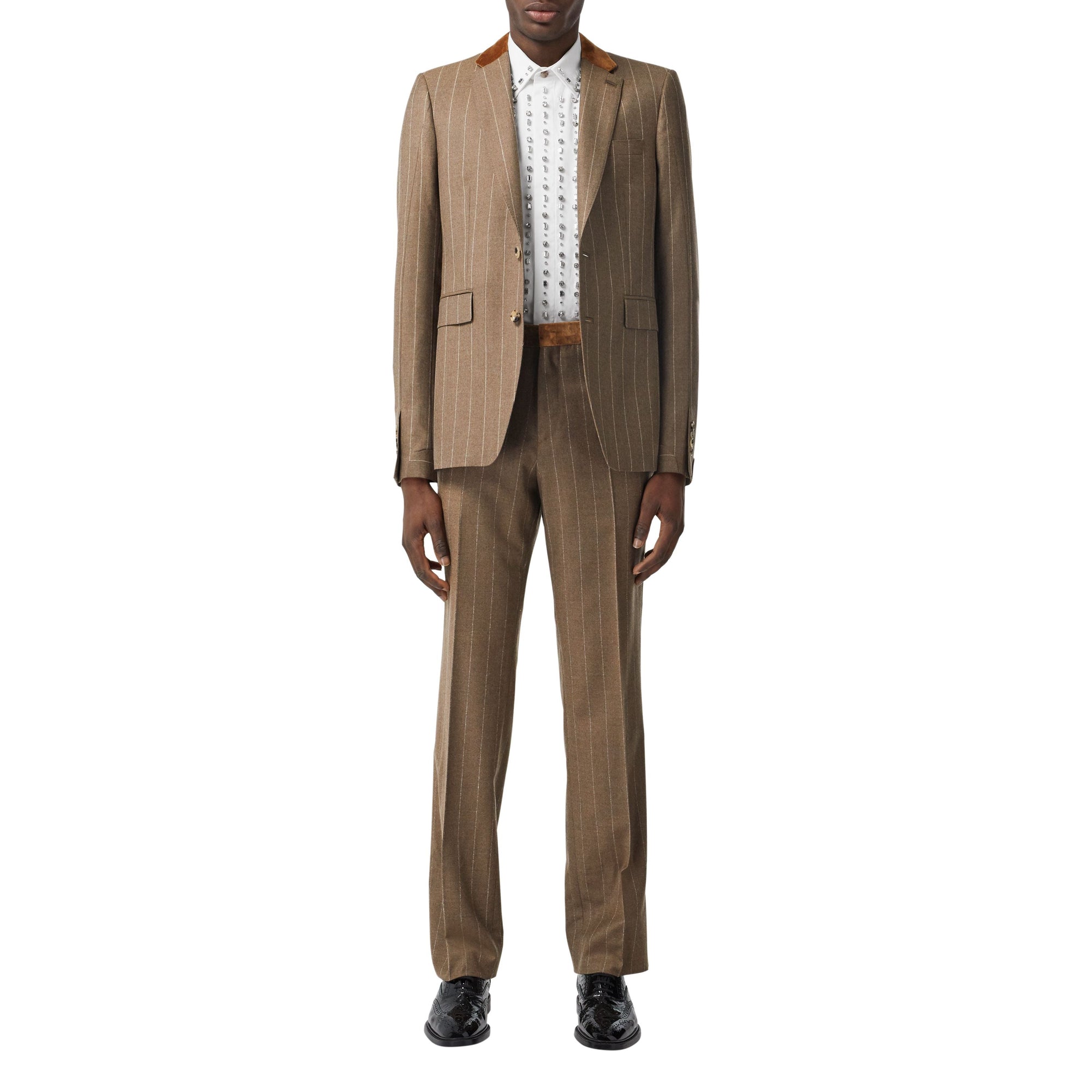 DARK TAN Veste de costume en laine et cachemire avec velours