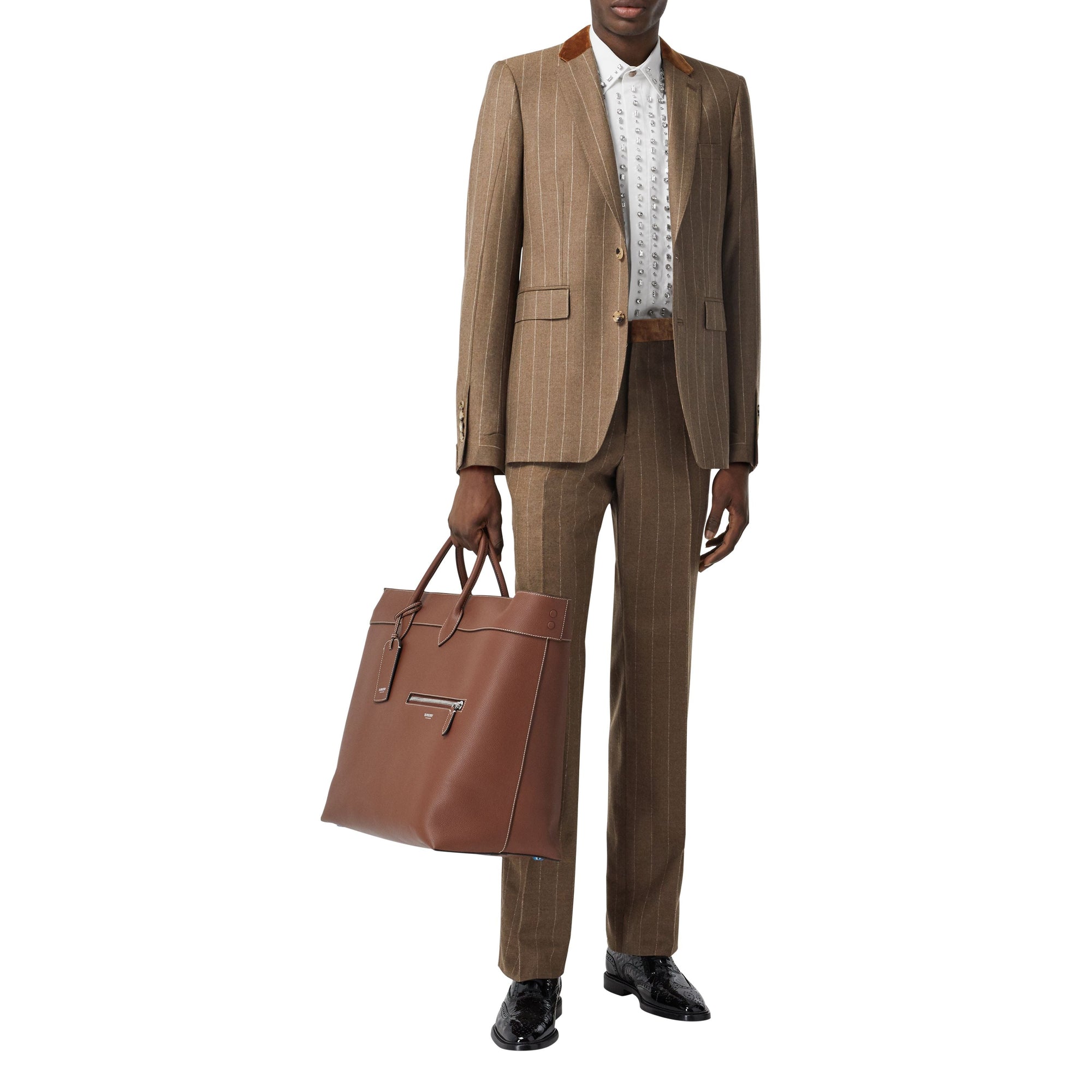 DARK TAN Veste de costume en laine et cachemire avec velours