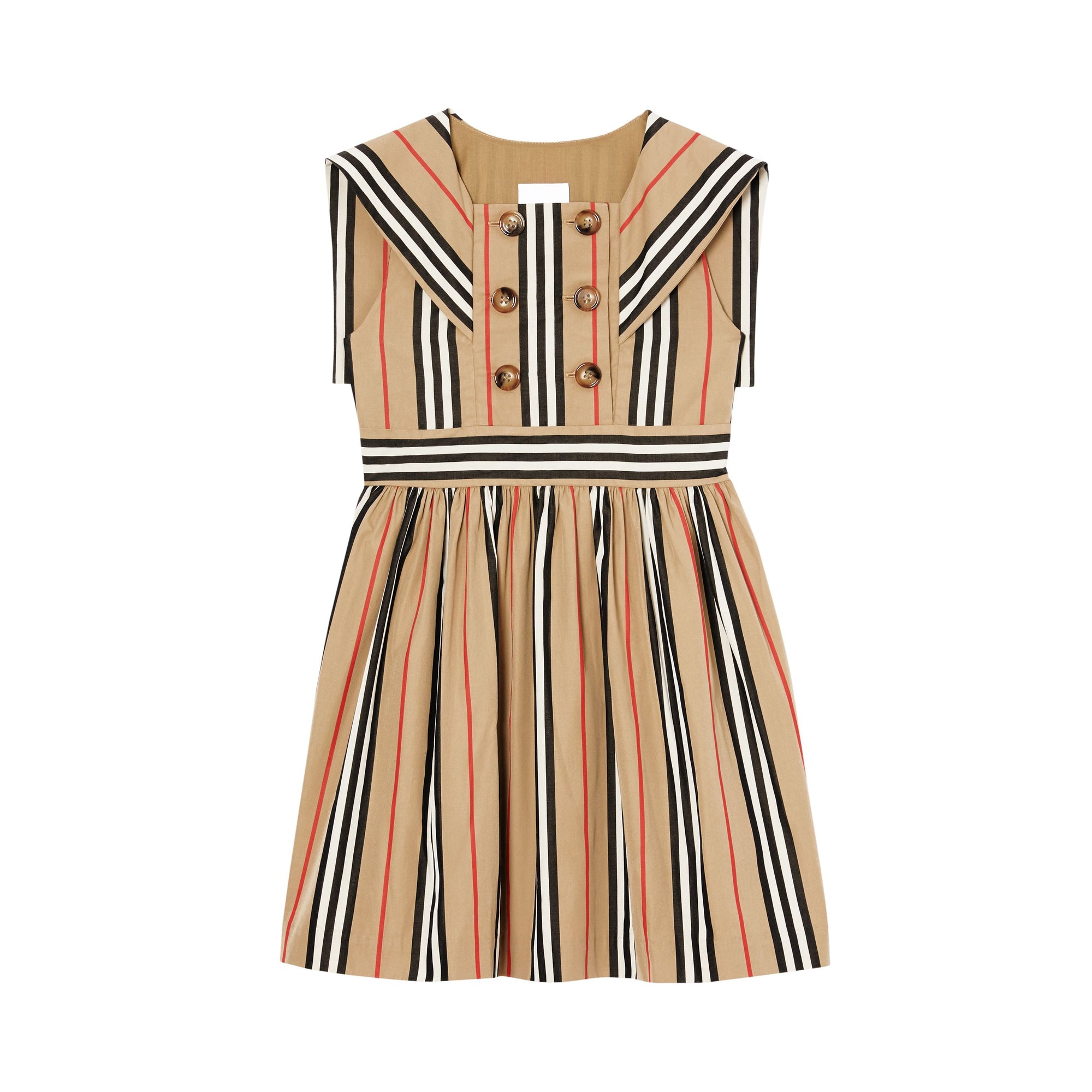Robe de style marin en popeline de coton à rayures iconiques - Beige d'archive
