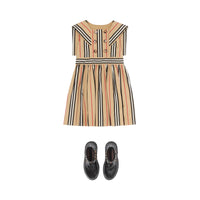 Robe de style marin en popeline de coton à rayures iconiques - Beige d'archive