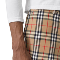 Pantalon de costume en laine et mohair vintage check - Beige d'archive