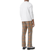 Pantalon de costume en laine et mohair vintage check - Beige d'archive