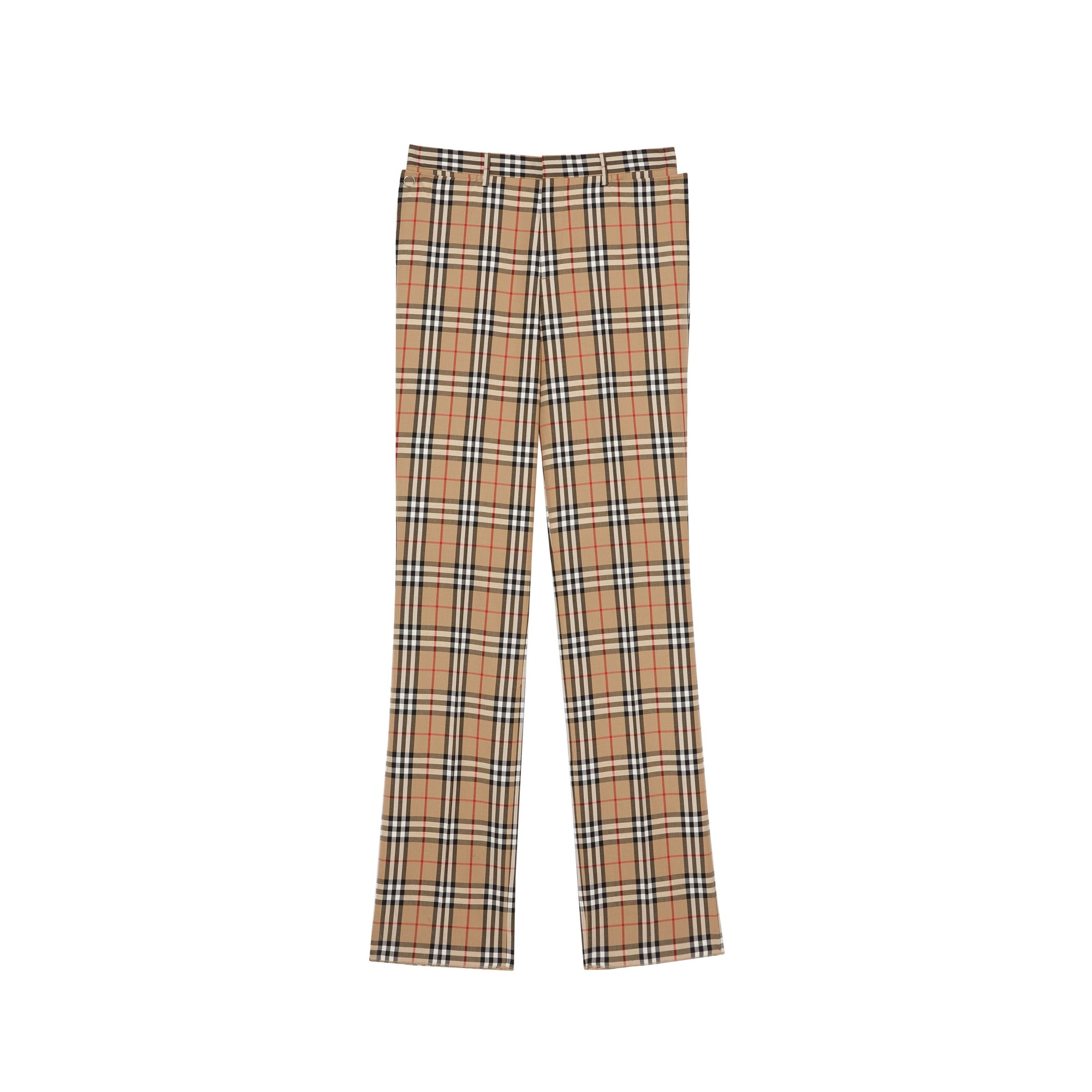 Pantalon de costume en laine et mohair vintage check - Beige d'archive