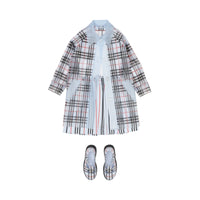 PALE BLUE IP CHECK Trench check résistant aux intempéries