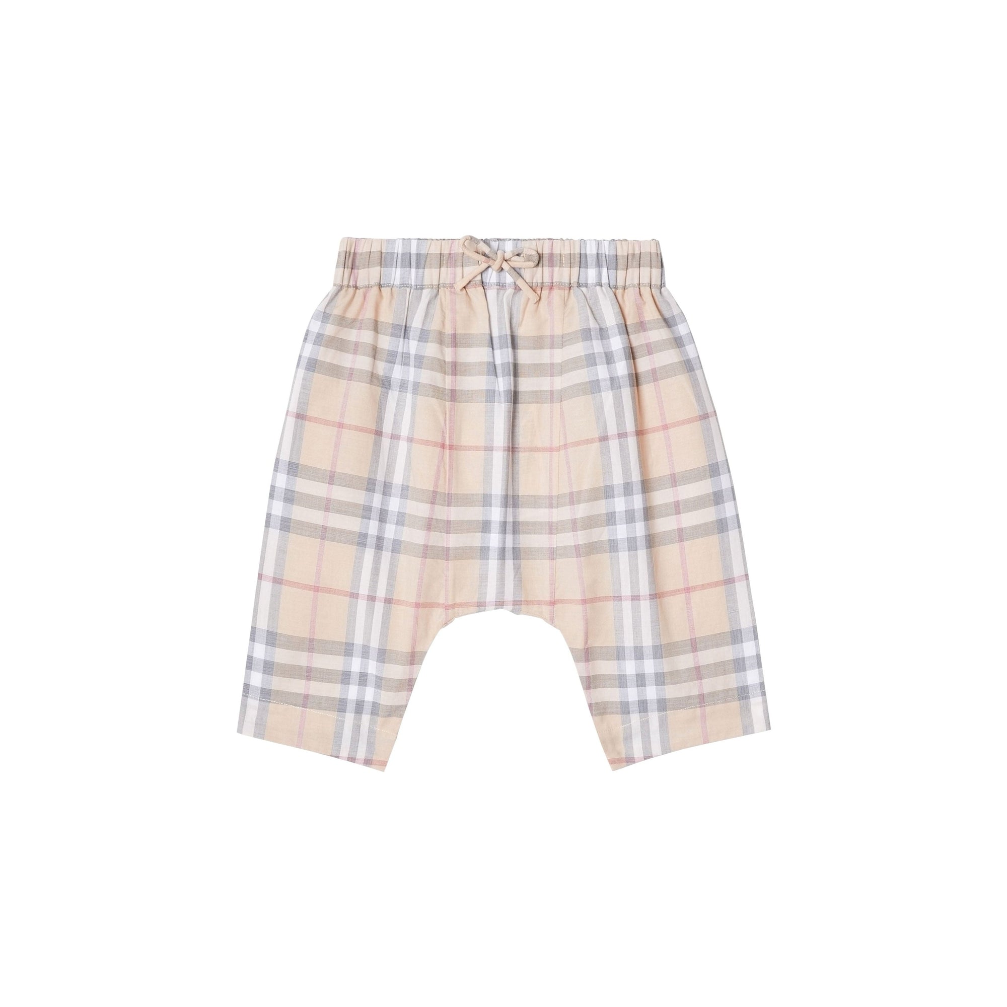 Pantalon sarouel en coton à motif vintage check - Stone pâle