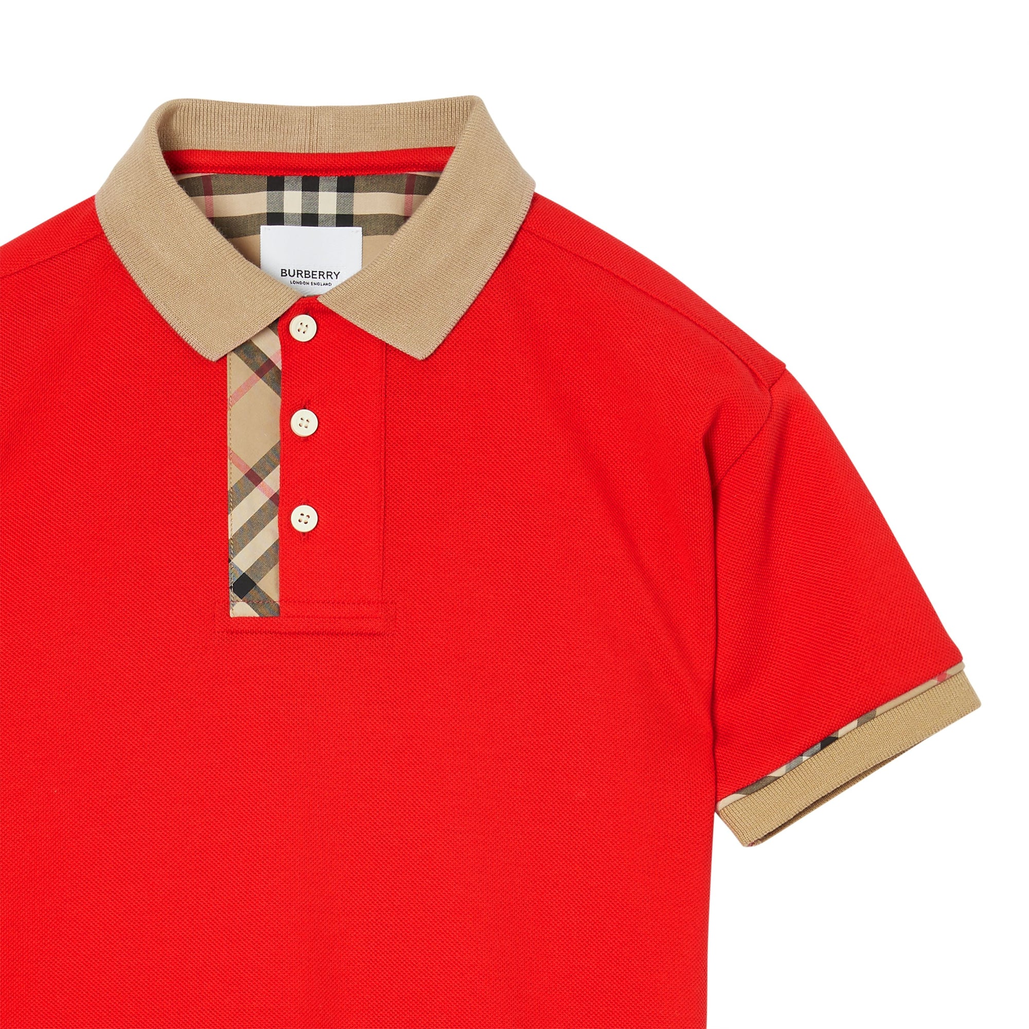 BRIGHT RED Polo en coton avec Vintage check