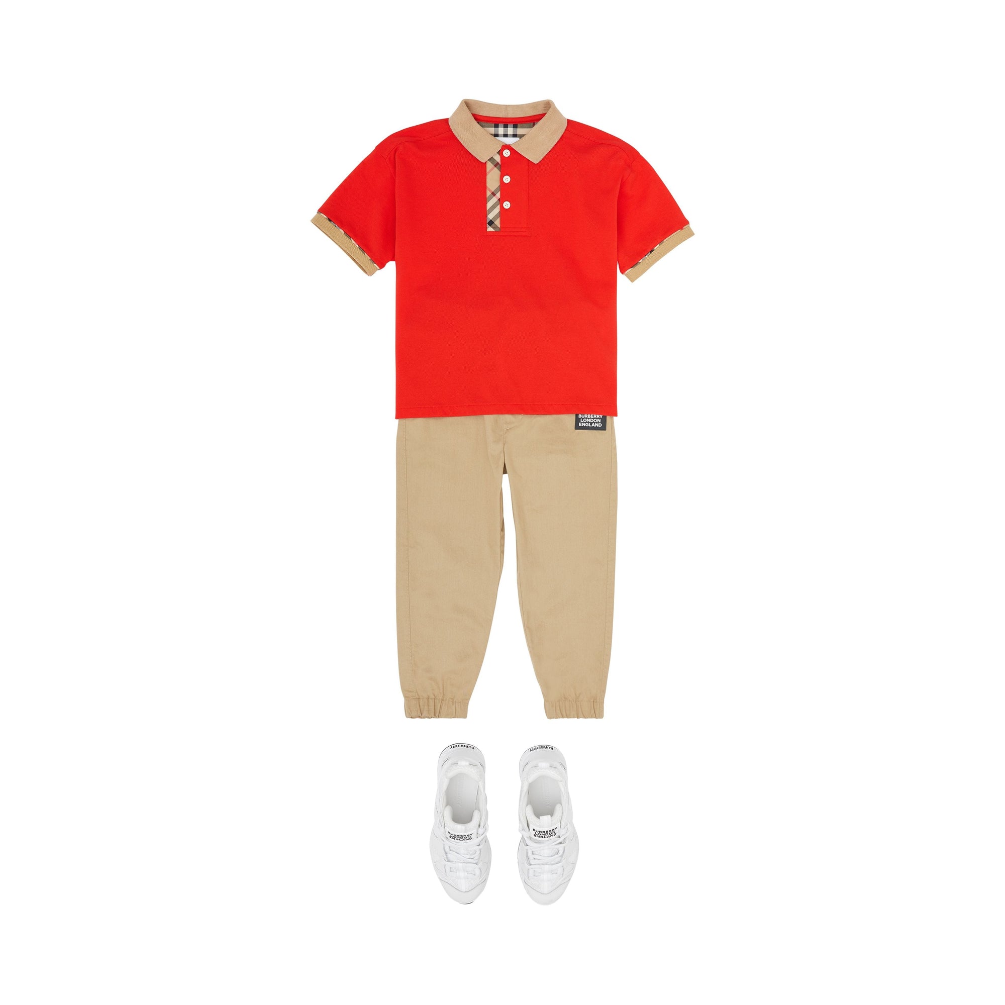 BRIGHT RED Polo en coton avec Vintage check