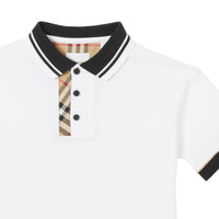 WHITE Polo en coton avec Vintage check