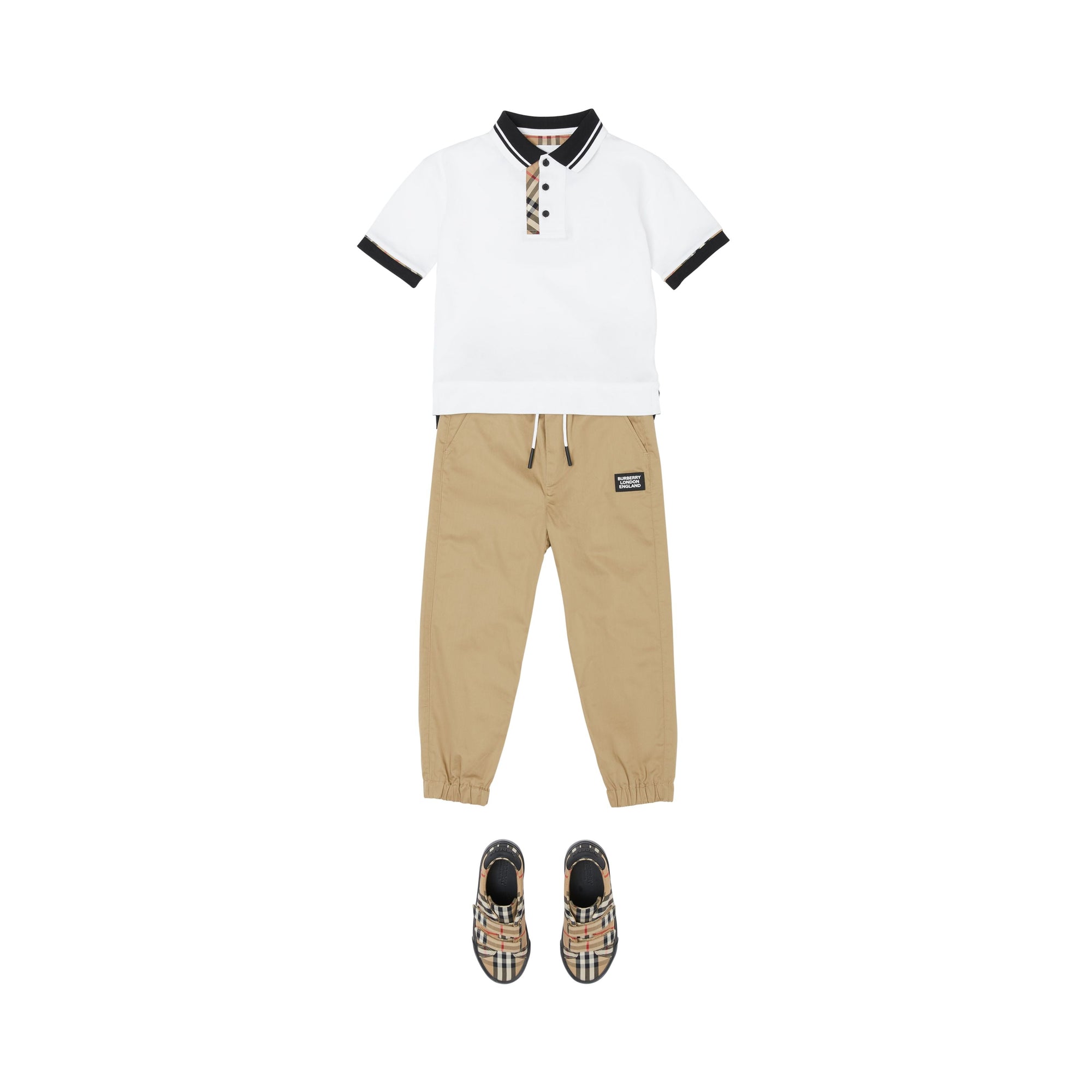 WHITE Polo en coton avec Vintage check
