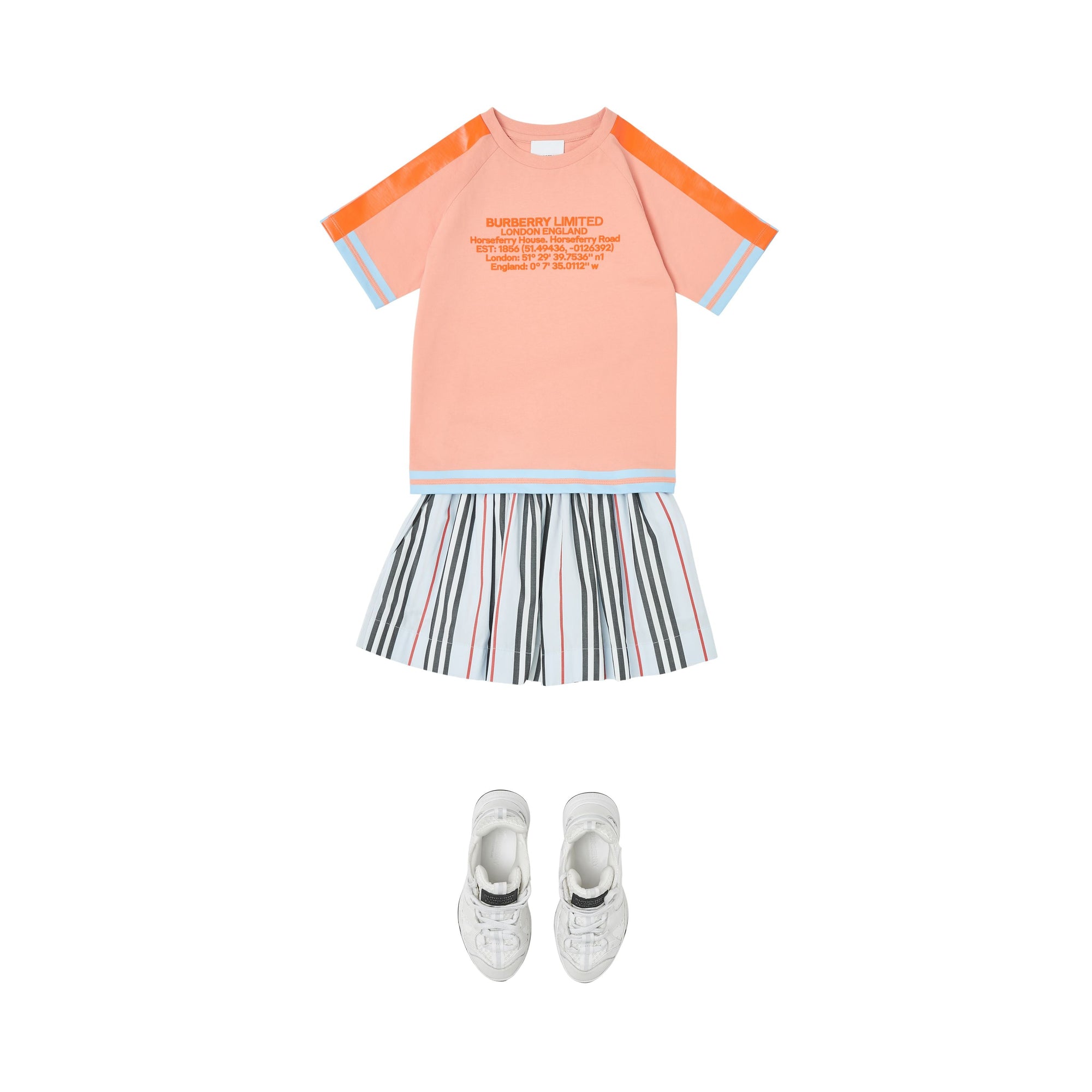 PEACH T-shirt en coton avec coordonnées géographiques et bandes