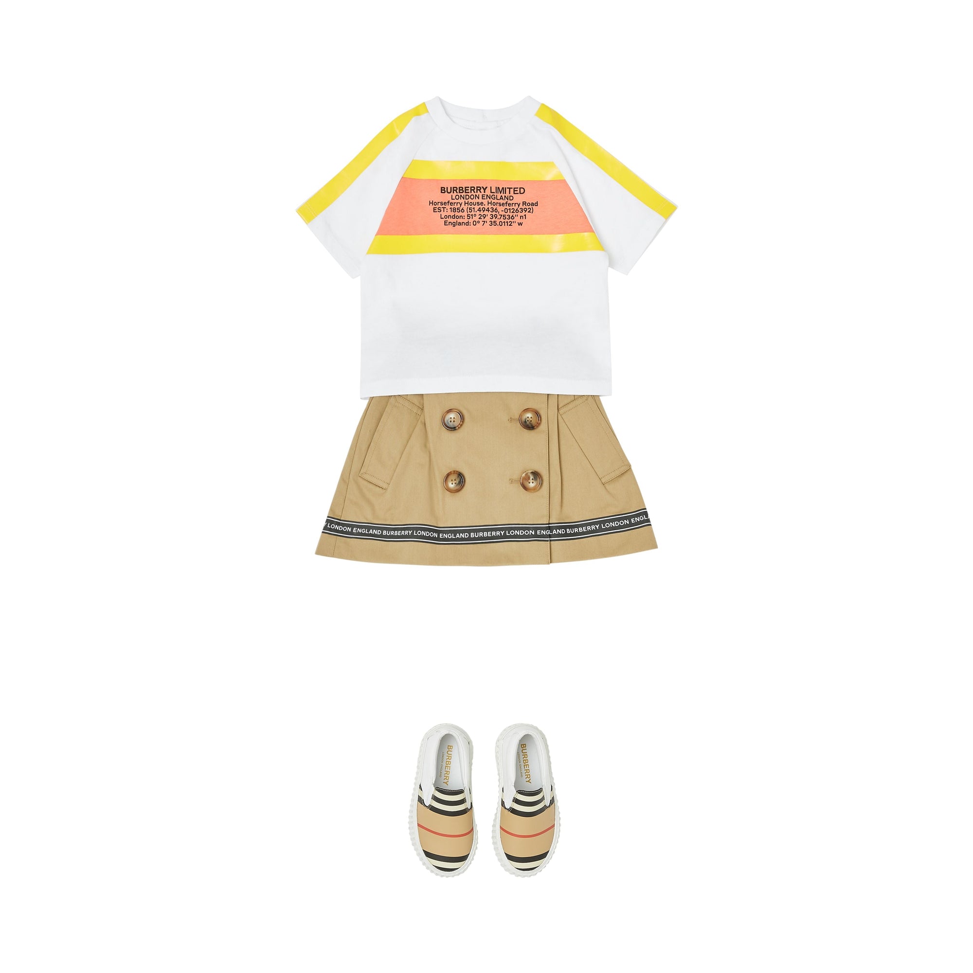 YELLOW T-shirt en coton avec coordonnées géographiques et bandes