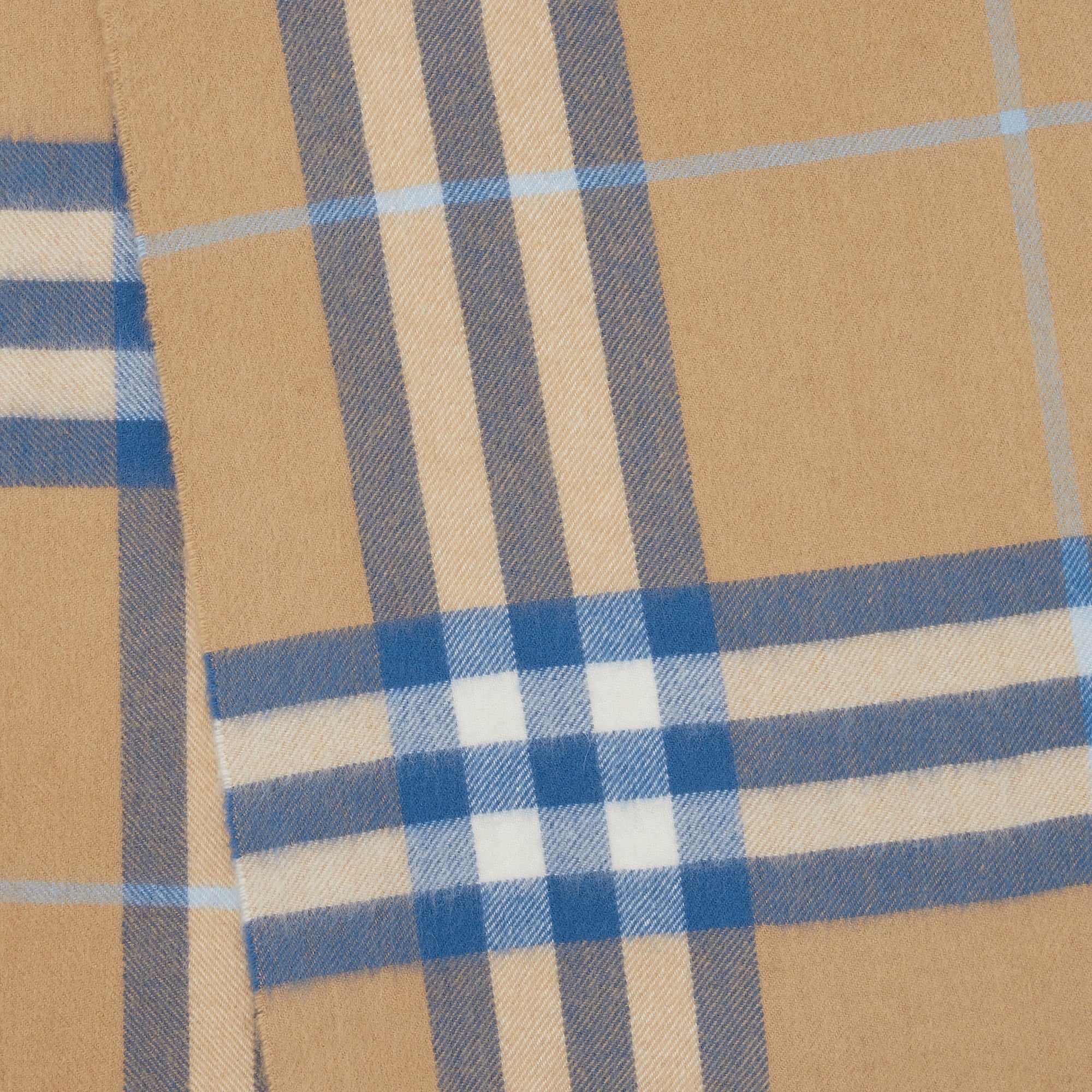 Écharpe classique en cachemire check - Beige d'Archive & Bleu Encre