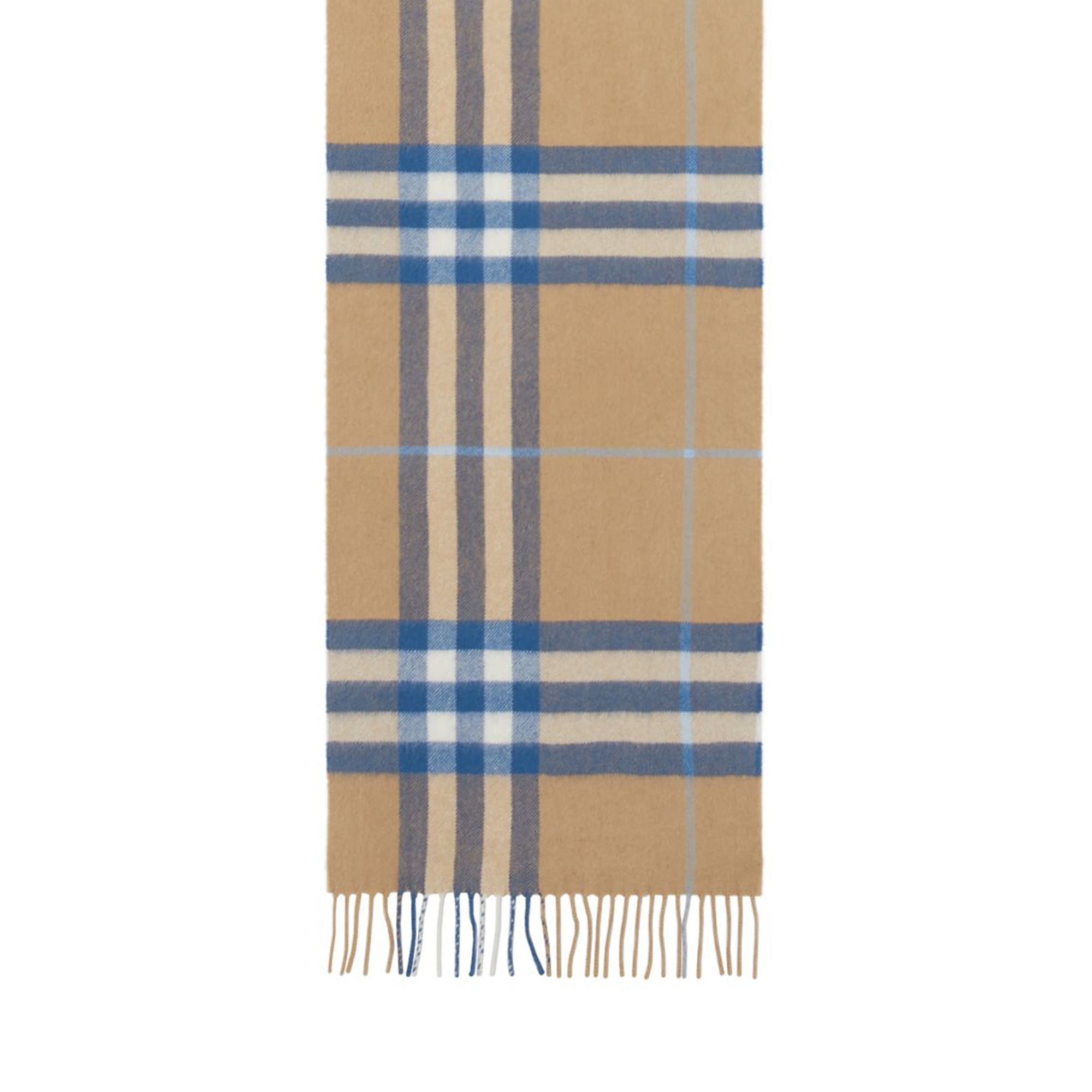 Écharpe classique en cachemire check - Beige d'Archive & Bleu Encre