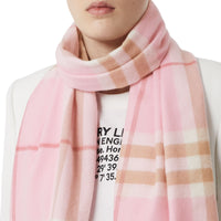 Écharpe classique en cachemire check - Rose bonbon