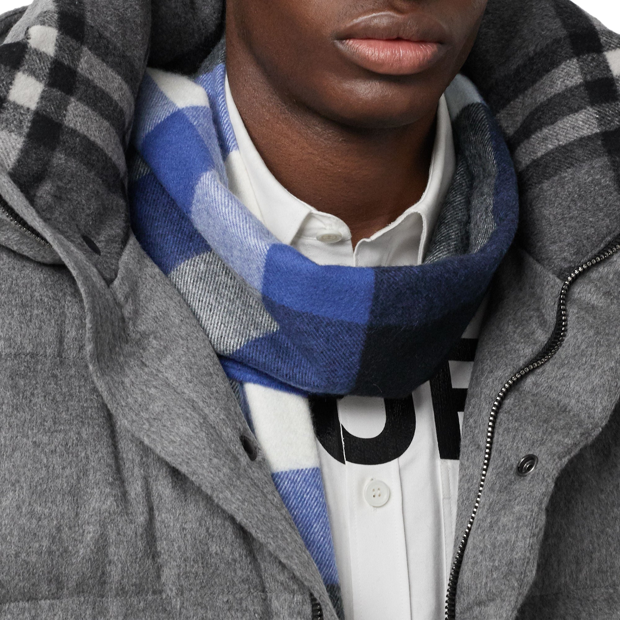 BLACK/BLUEBELL Écharpe en cachemire check