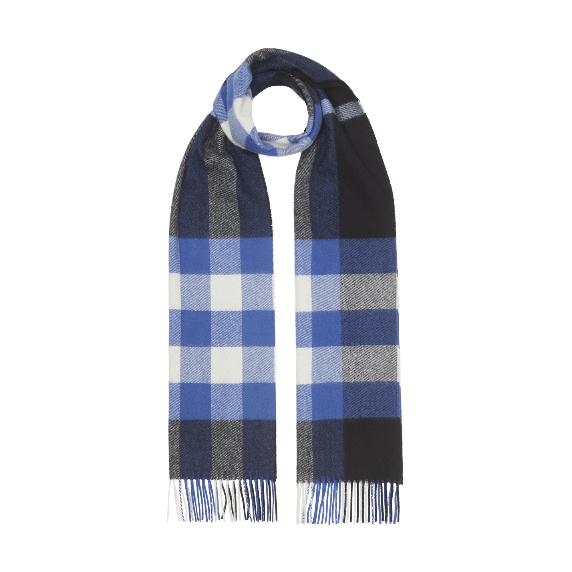 BLACK/BLUEBELL Écharpe en cachemire check