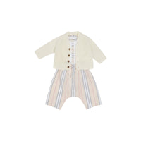 Coffret cadeau trois pièces pour bébé en coton à rayures iconiques - Stone pâle