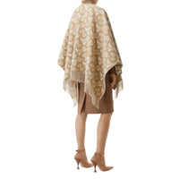 LIGHT SAND Cape en laine mérinos et cachemire tissés en jacquard Monogram