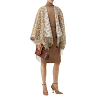 LIGHT SAND Cape en laine mérinos et cachemire tissés en jacquard Monogram