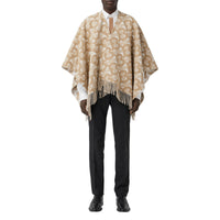 LIGHT SAND Cape en laine mérinos et cachemire tissés en jacquard Monogram